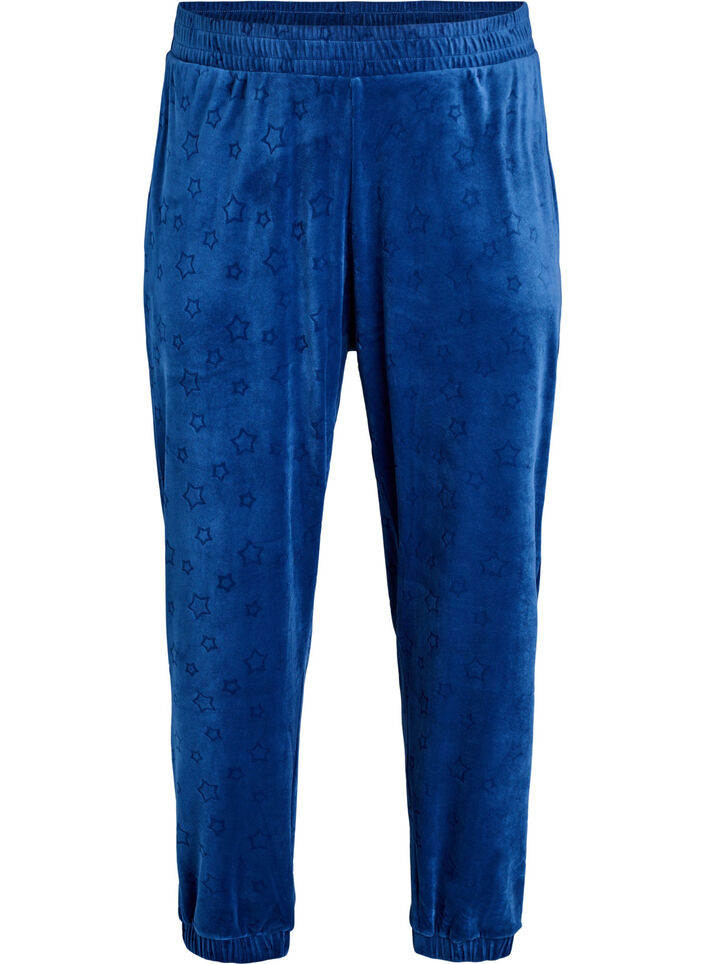 Pantalon en velours avec motif gaufr&eacute;, Bleu, Packshot image number 0