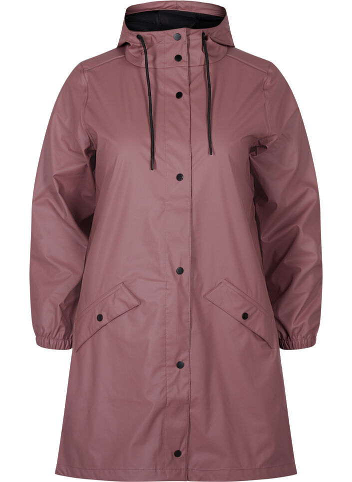 Veste de pluie avec capuche et fermeture boutonnée, Rose Taupe, Packshot image number 0