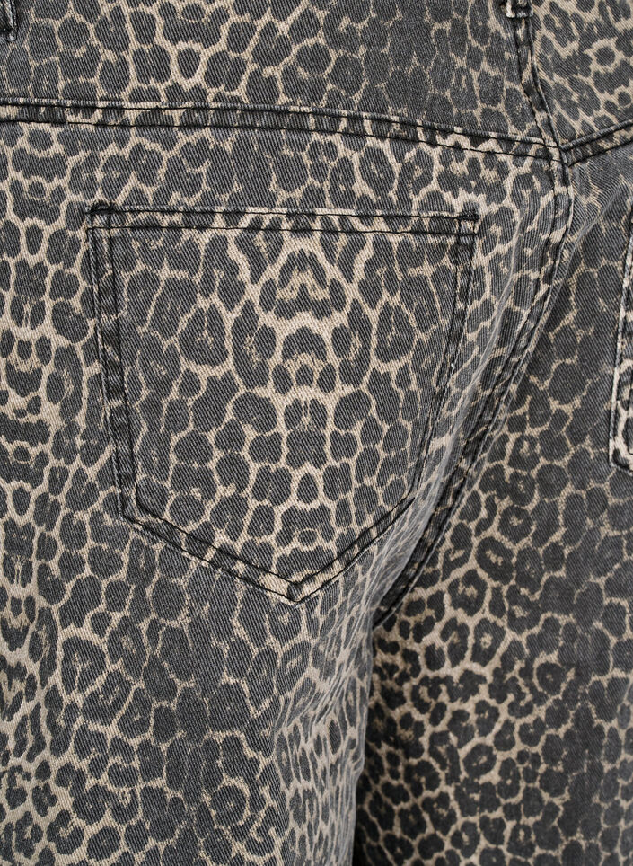 Bermuda en jean avec imprim&eacute; l&eacute;opard, Marron, Packshot image number 3