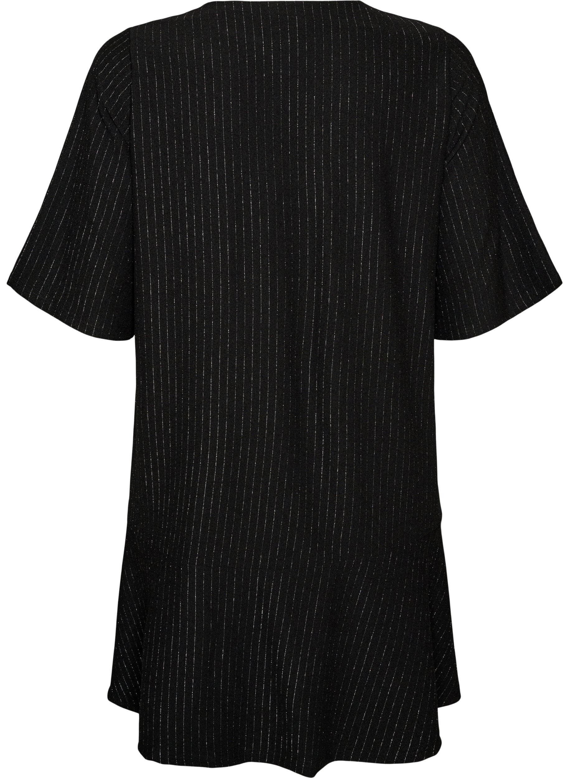 ZizziRobe courte coupe &eacute;vas&eacute;e avec des rayures paillet&eacute;es, Noir, Packshot image number 1