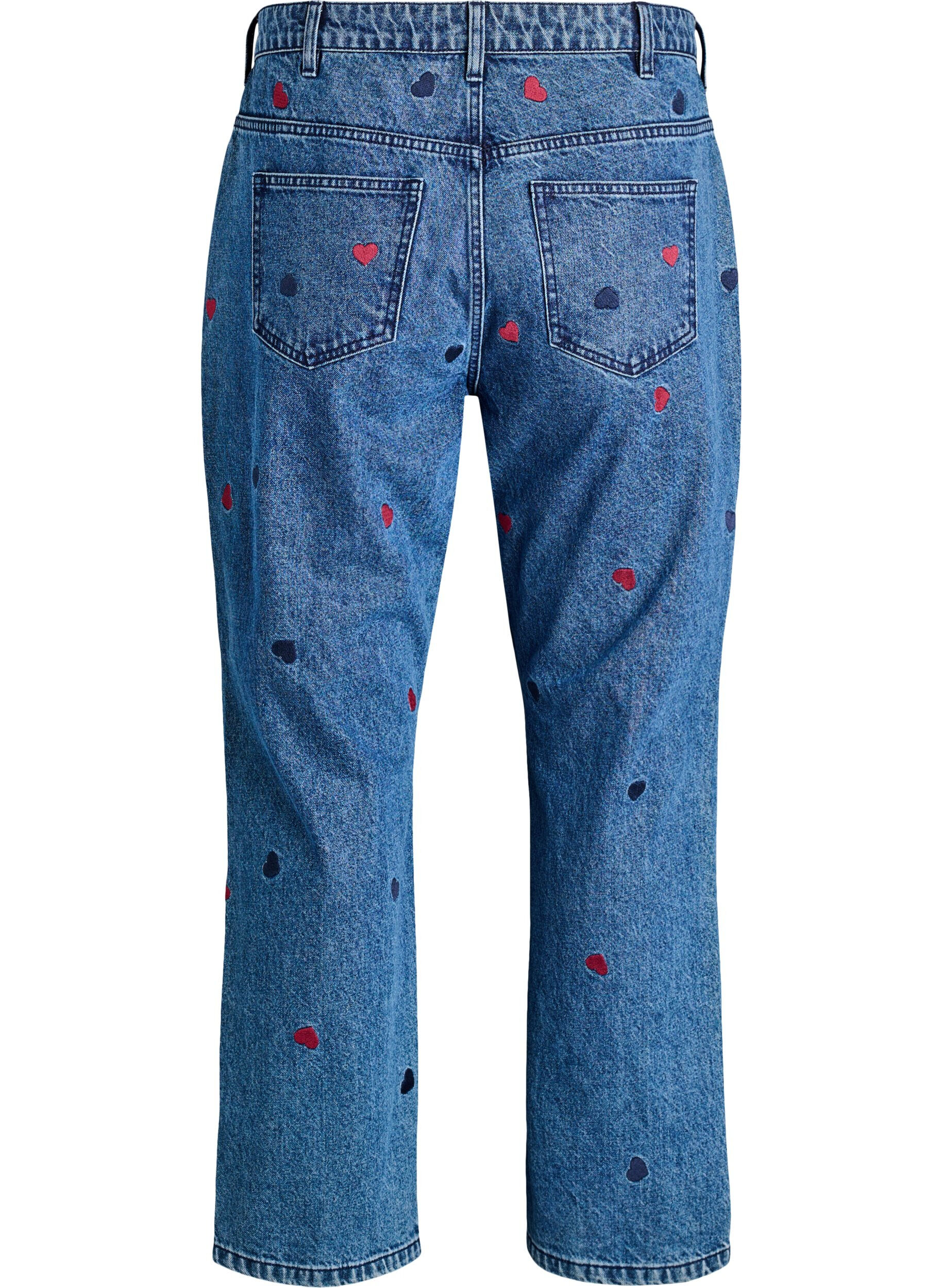 Zizzi Jean Gemma taille haute avec broderies, Bleu, Packshot image number 1