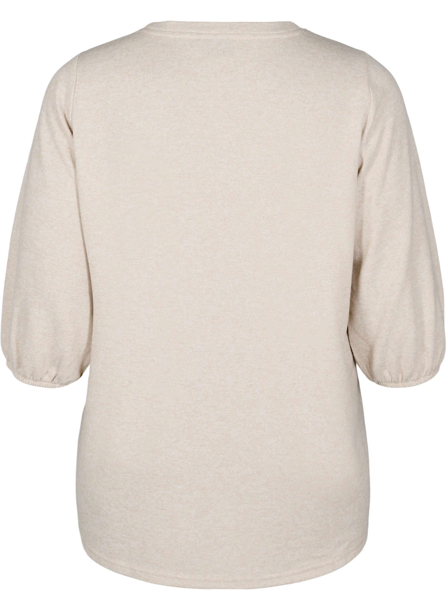 Zizzi Chemisier avec broderie florale et manches 3/4, Oatmeal Melange, Packshot image number 1