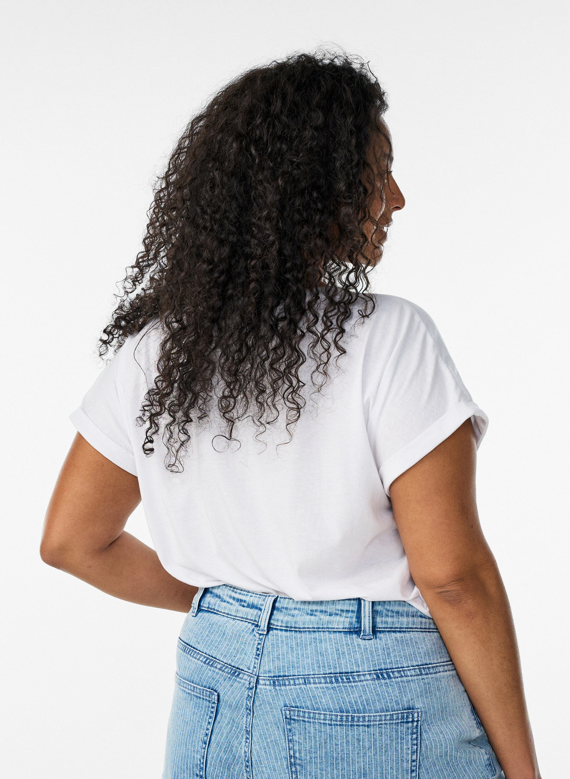 ZizziT-shirt &agrave; manches courtes en coton m&eacute;lang&eacute;, Blanc, Model image number 2