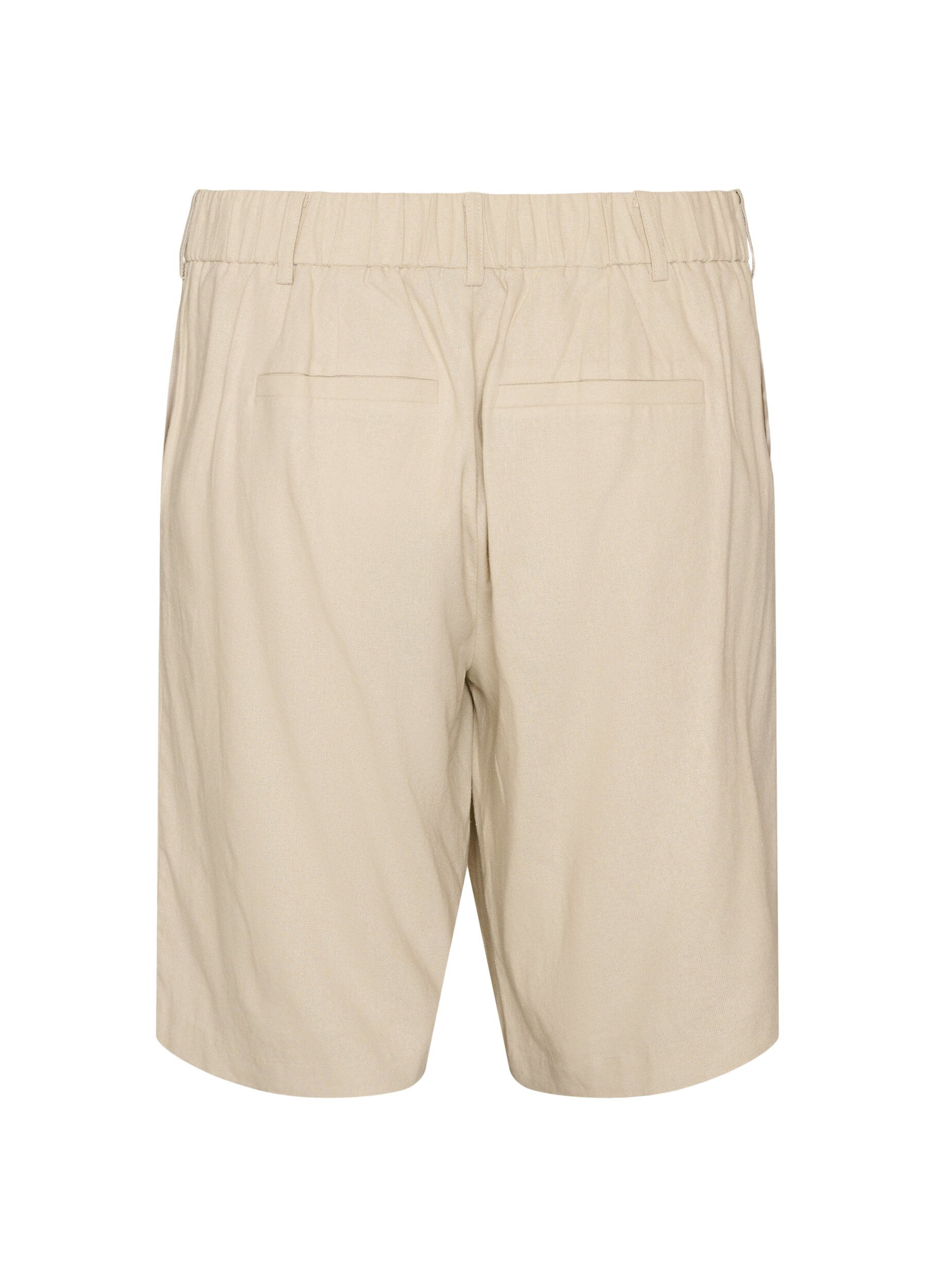ZizziBermuda taille haute en lin et viscose, Beige, Packshot image number 1