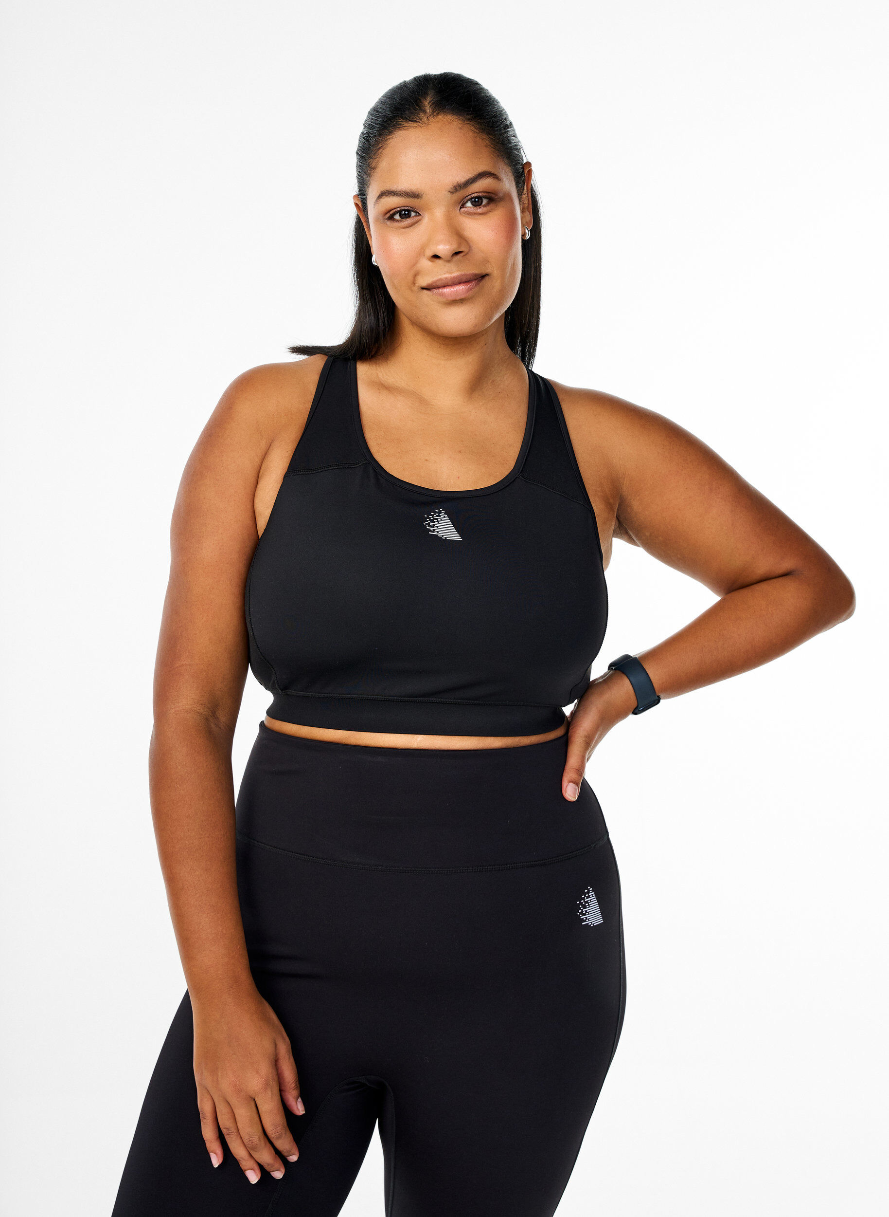 Zizzi Soutien-gorge de sport avec poche avant, Noir, Model image number 0
