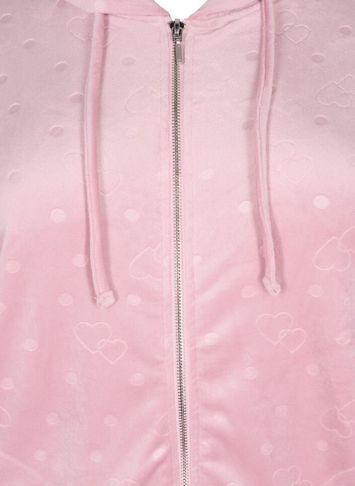 Cardigan &agrave; capuche en velours avec poches, Rose, Packshot image number 2