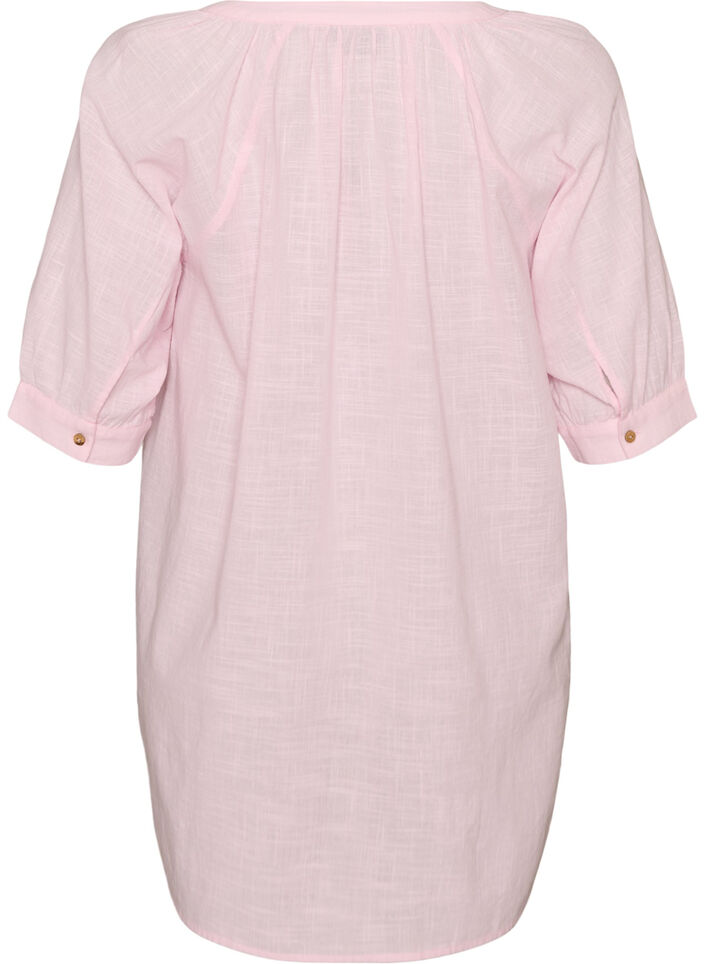 Tunique en coton avec un col en V, Rose, Packshot image number 1