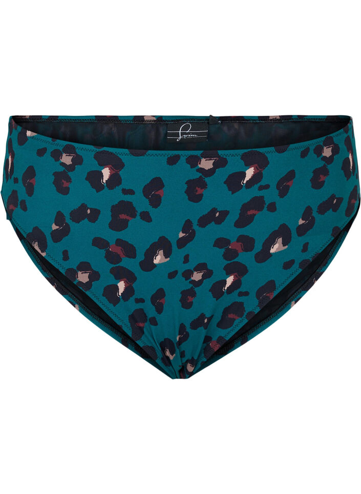 Culotte de bikini à taille haute, Teal Leopard, Packshot image number 0