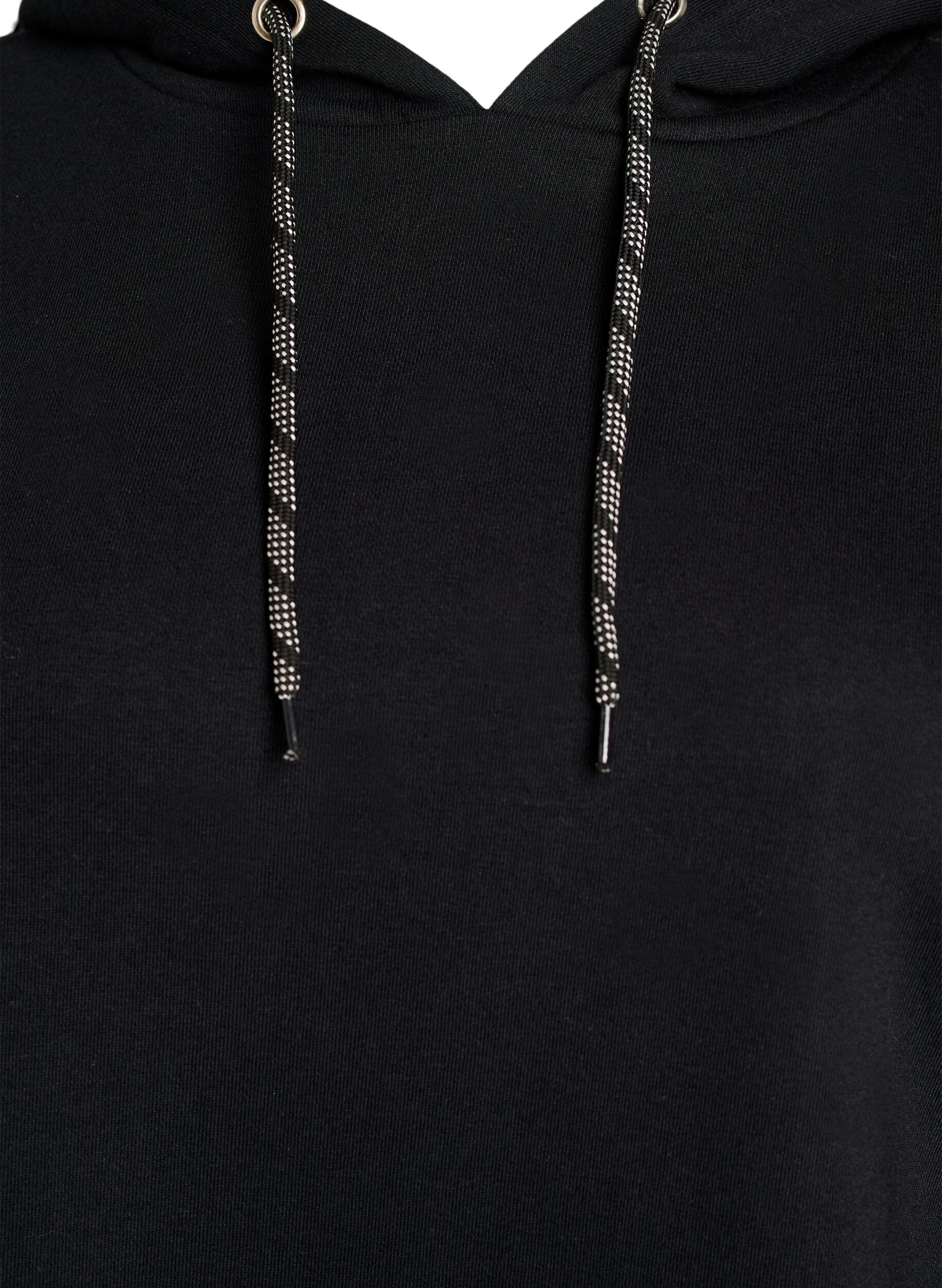 Zizzi Long cardigan en coton &agrave; capuche, Noir, Packshot image number 2