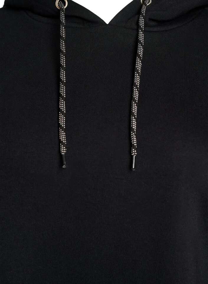 Long cardigan en coton &agrave; capuche, Noir, Packshot image number 2