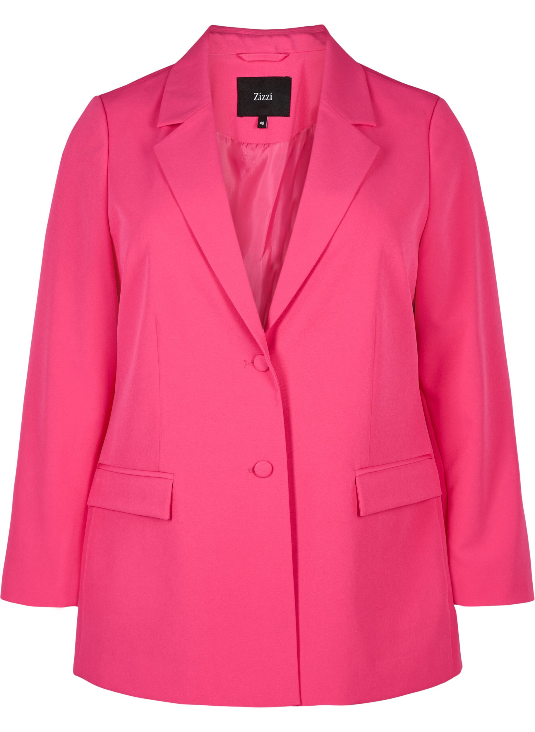 Zizzi Blazer classique avec fermeture &agrave; boutons, Pink Yarrow, Packshot image number 0