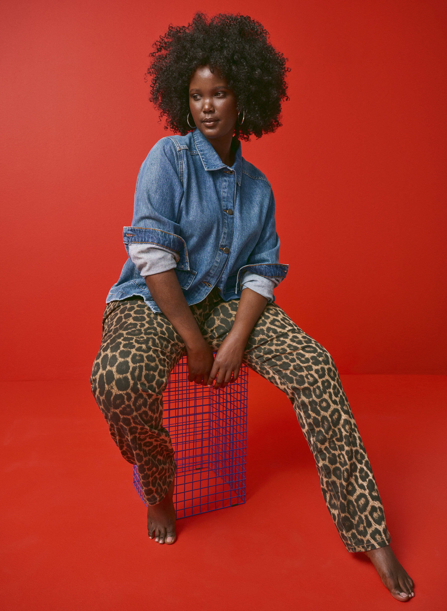 Zizzi Emily jeans &agrave; imprim&eacute; l&eacute;opard, Marron, Image image number 0