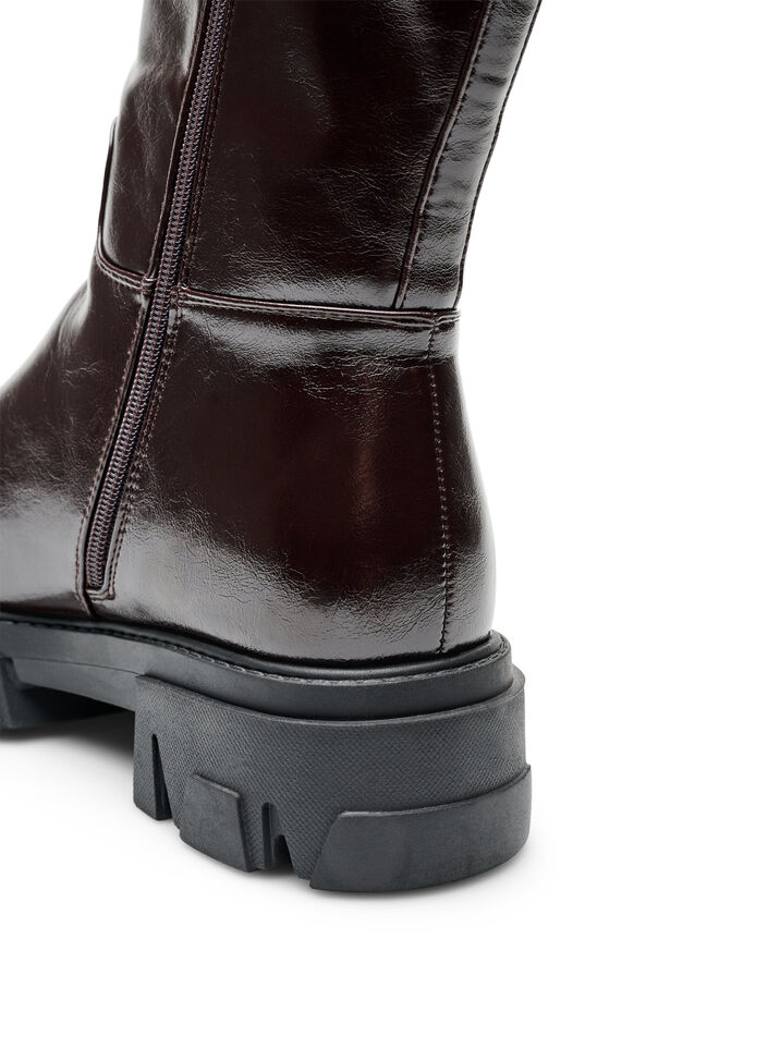 Botte haute avec un aspect l&eacute;g&egrave;rement craquel&eacute;, Marron, Packshot