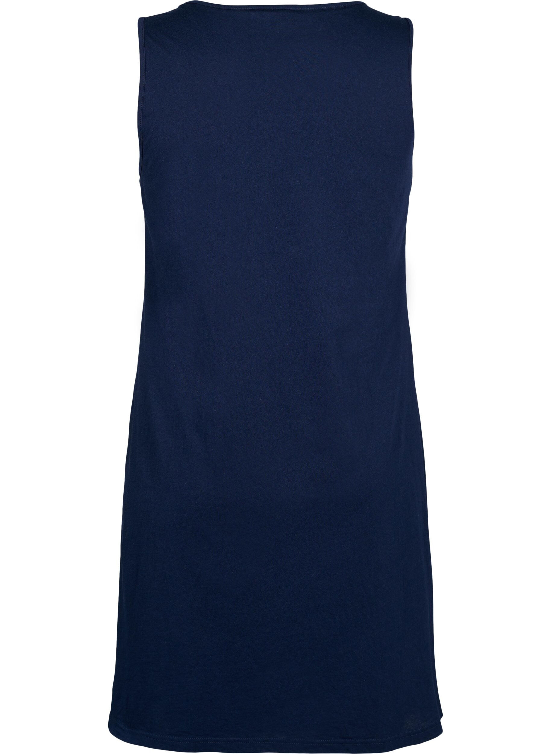 Zizzi Robe sans manches en coton avec forme en A, Navy B. W. Escape, Packshot image number 1