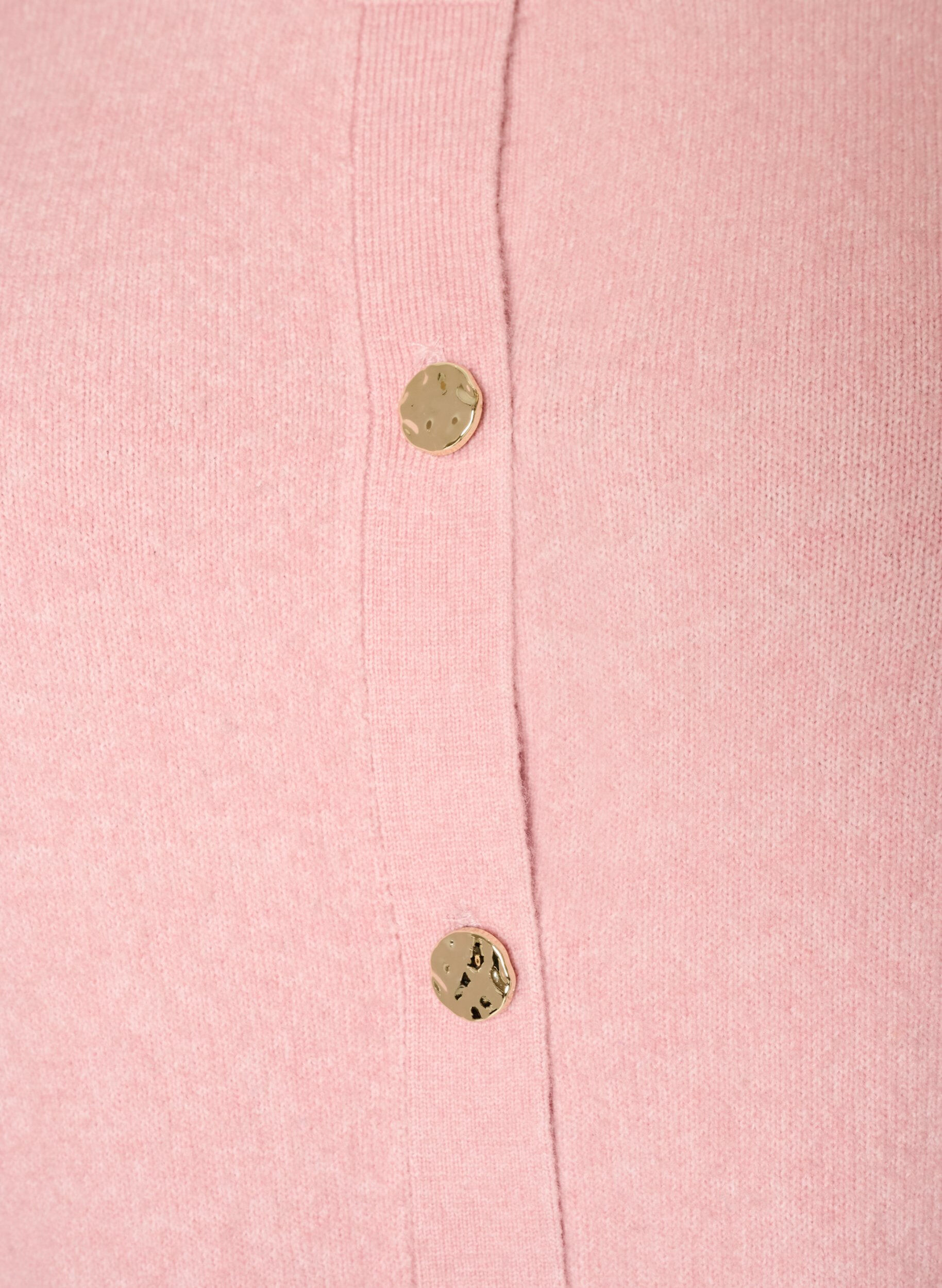 ZizziCardigan en maille douce avec boutons dor&eacute;s, Rose poudr&eacute;e, Packshot image number 2