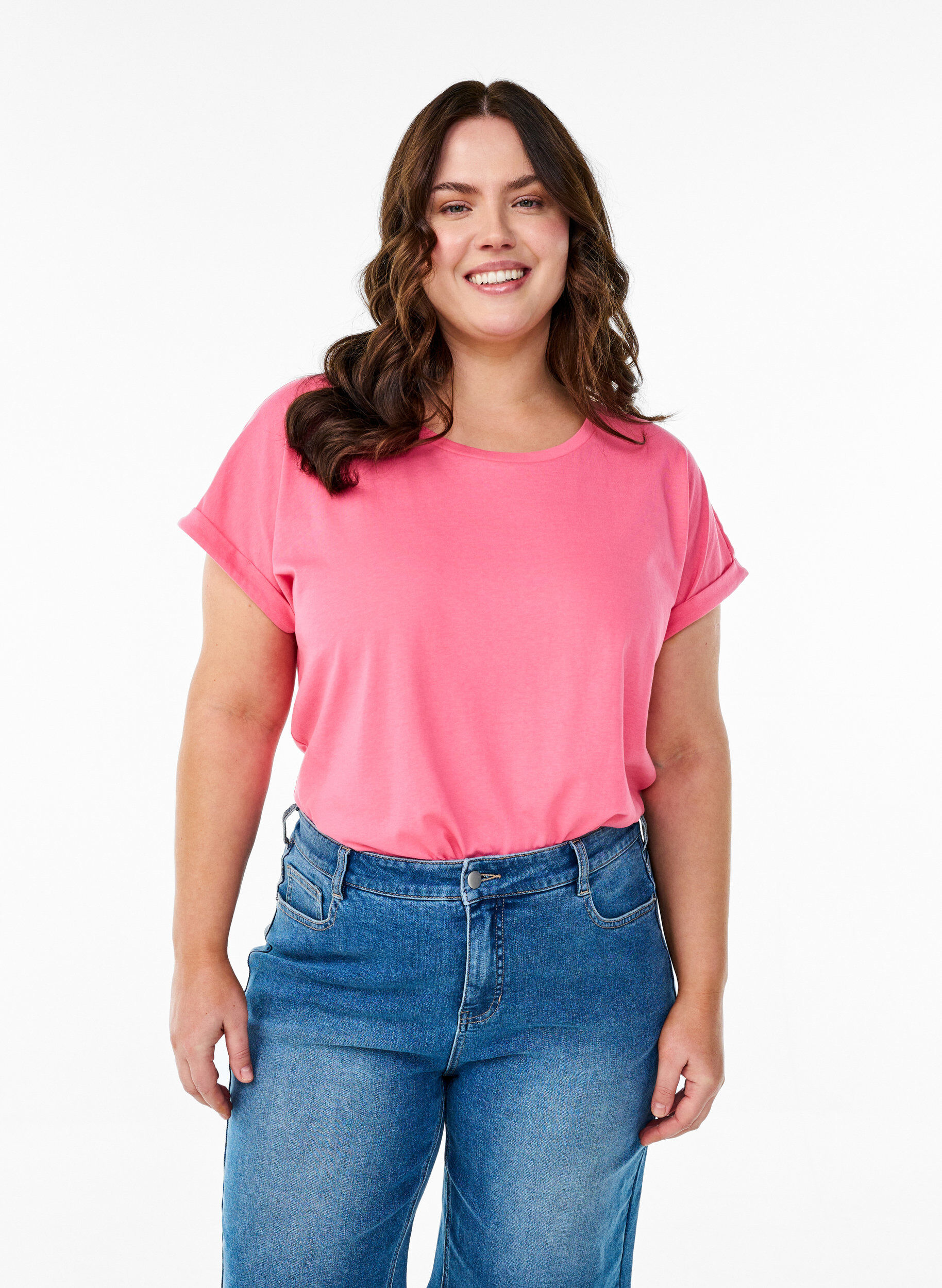 ZizziT-shirt &agrave; manches courtes en m&eacute;lange de coton, Rose, Model image number 0
