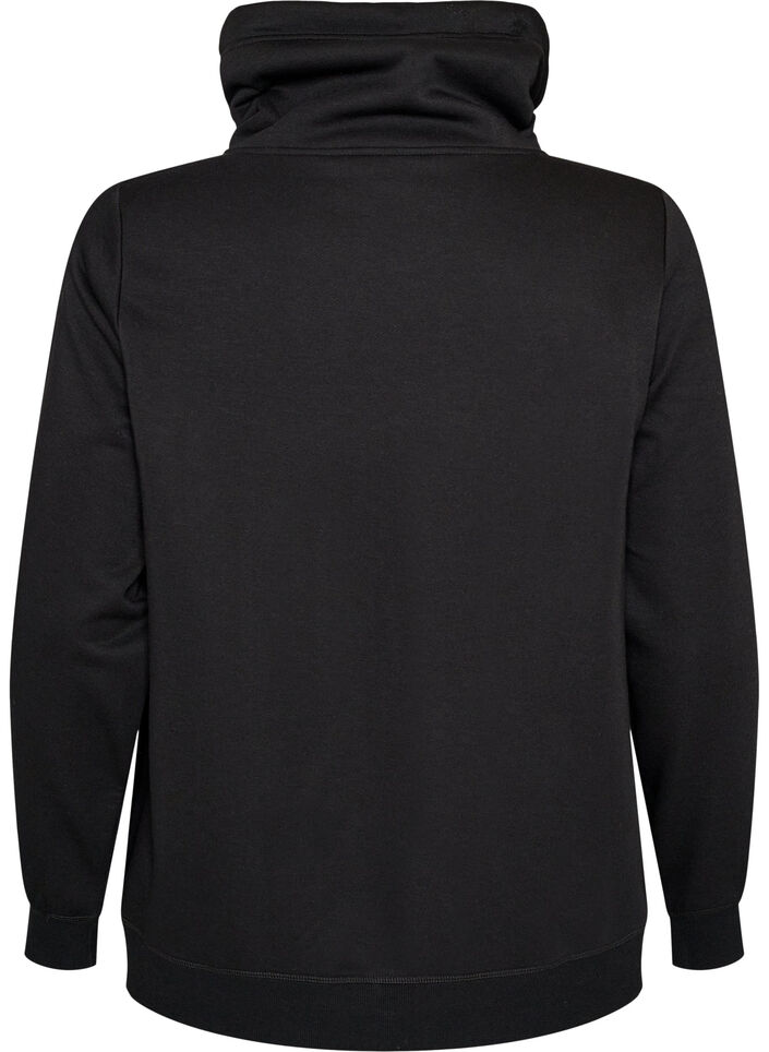 Sweat &agrave; col montant et poches, Noir, Packshot image number 1