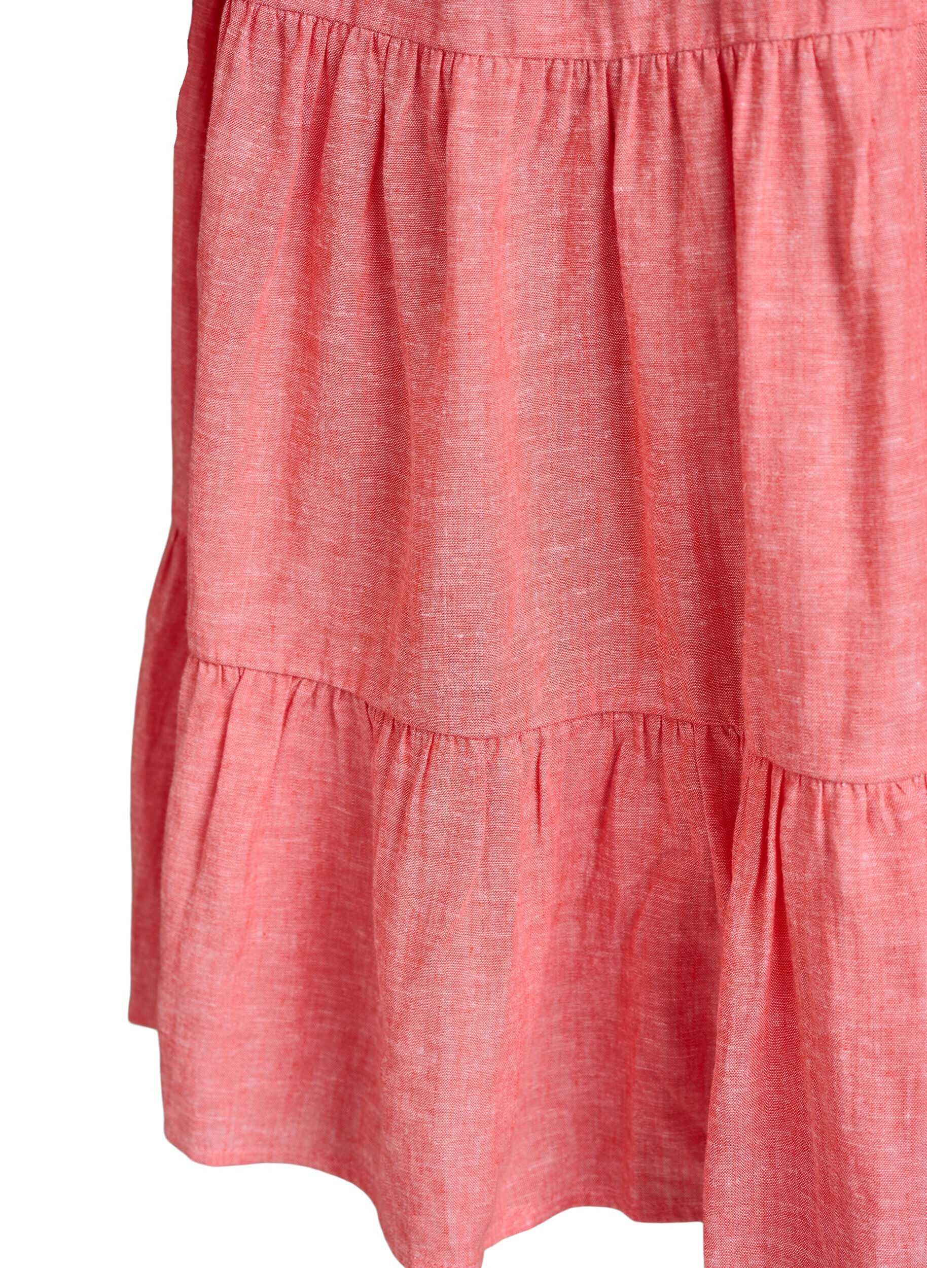 Zizzi Robe A-line longueur genou en lin et viscose, Corail, Packshot image number 3