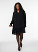 Robe en viscose avec volants et manches transparentes, Noir, Model image number 1