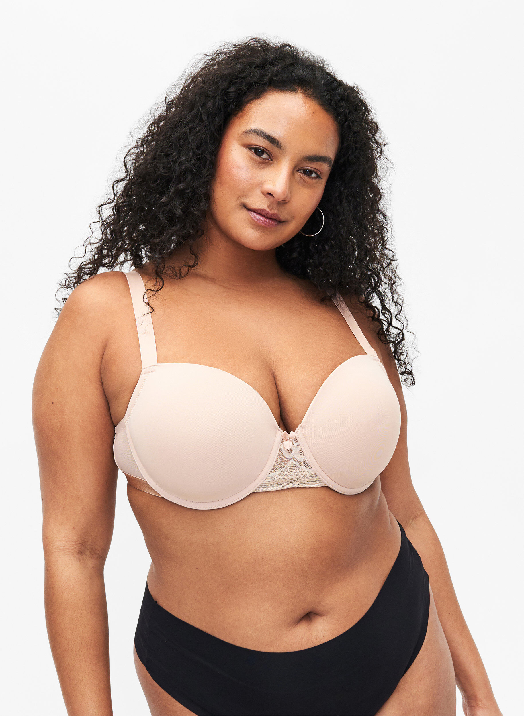 Zizzi Soutien-gorge moul&eacute; avec maille, Beige, Model image number 0
