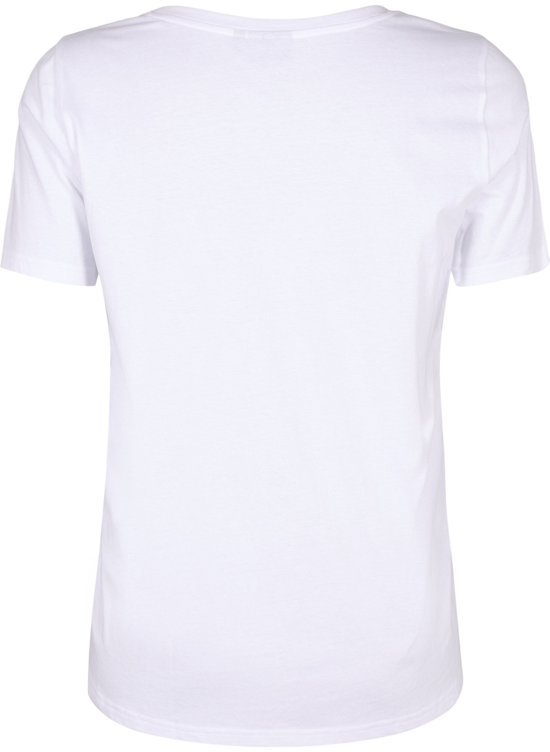 Zizzi T-shirt en coton avec motif, B. White w. Face, Packshot image number 1
