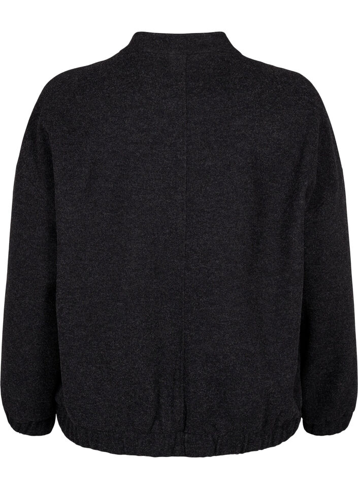  Blouson bomber aspect laine avec poches, Dark Grey Melange, Packshot image number 1