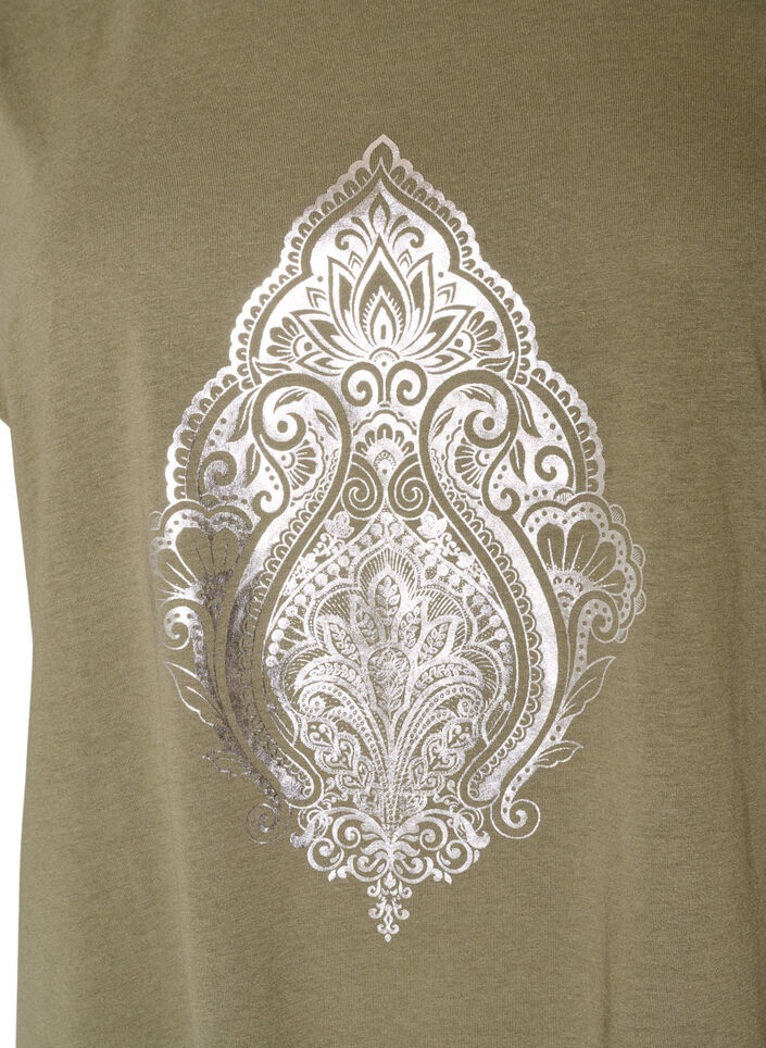 T-shirt avec imprim&eacute; d&eacute;coratif sur le devant, Vert, Packshot image number 2