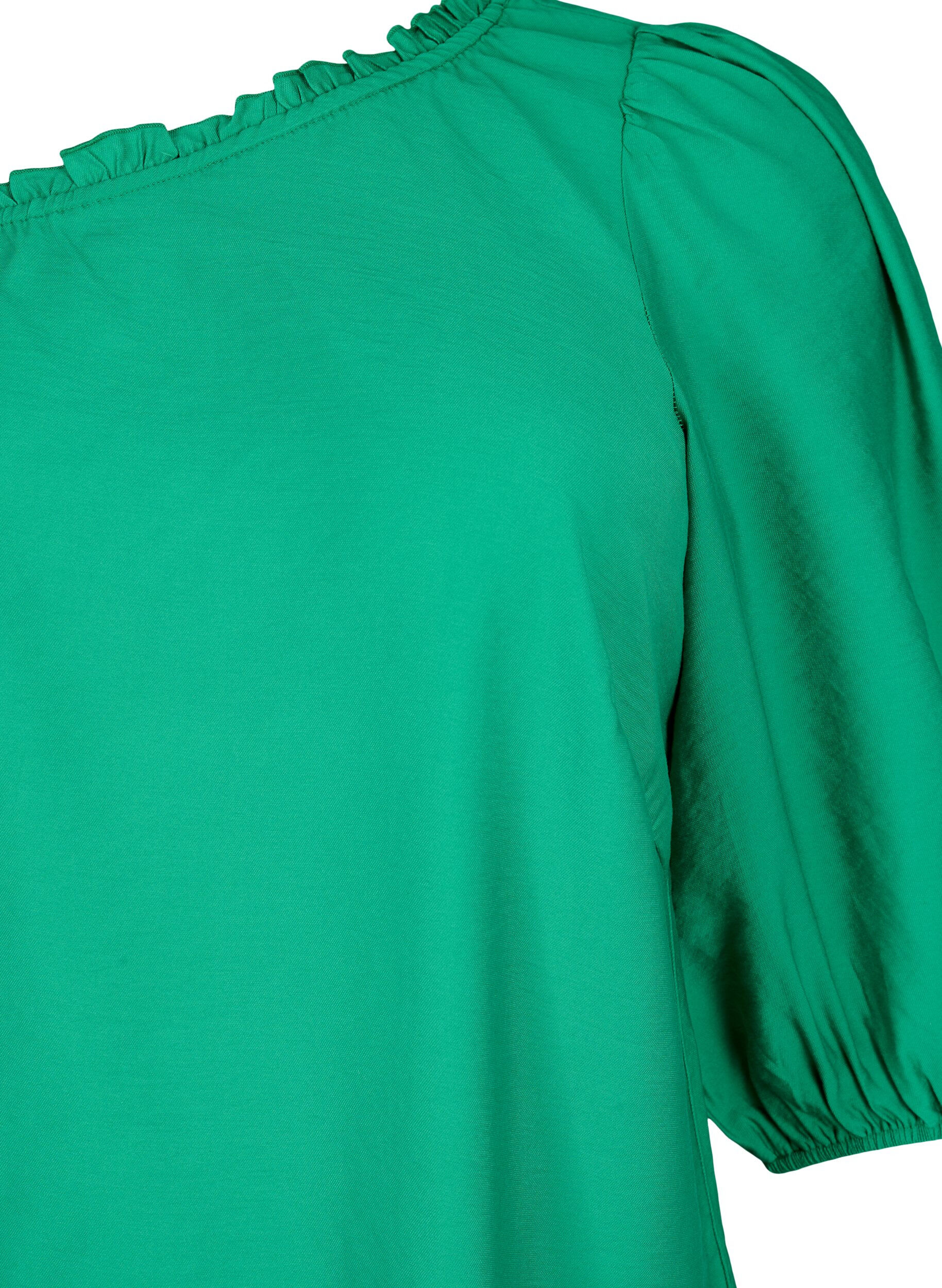 Zizzi blouse &agrave; une &eacute;paule en viscose, Vert, Packshot image number 2