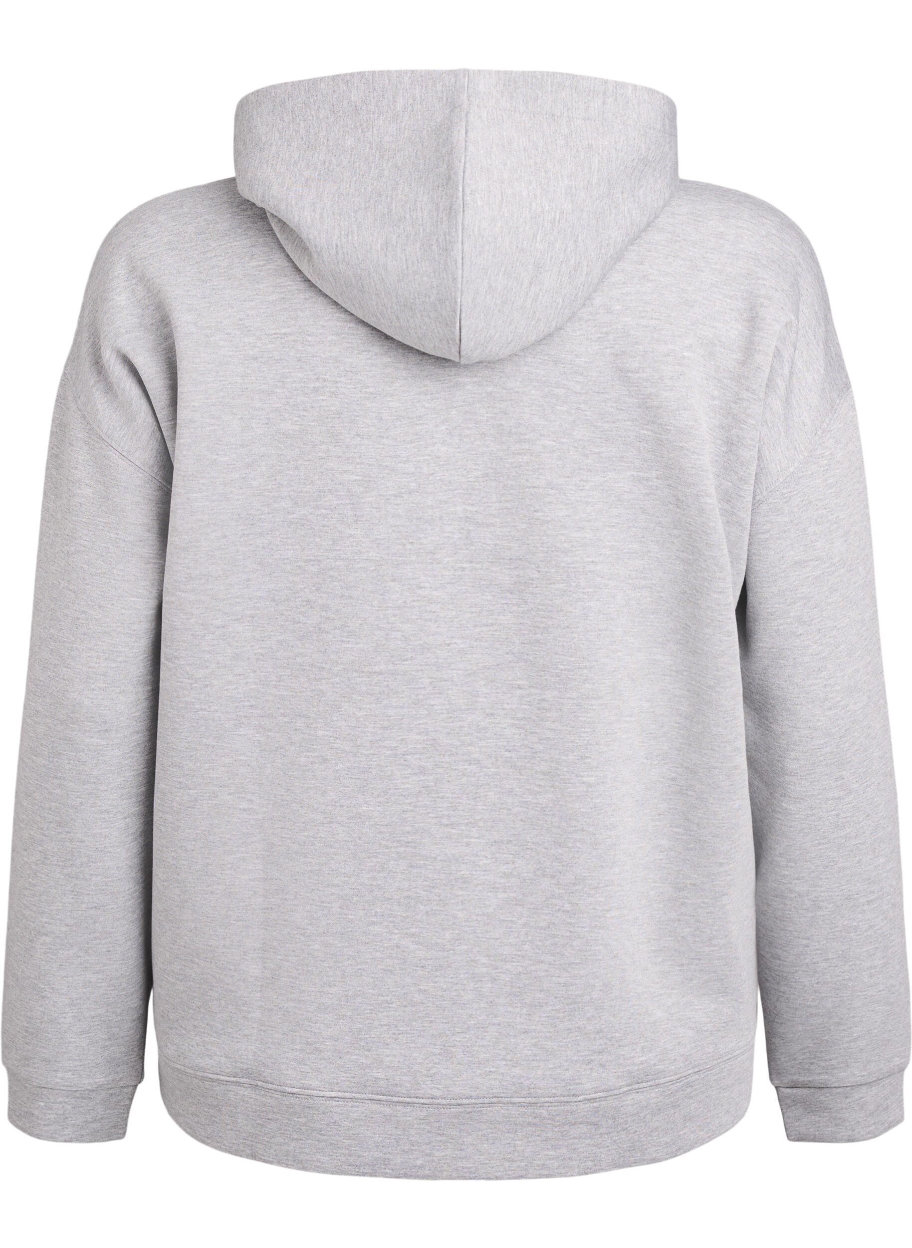 Zizzi Sweat &agrave; capuche en scuba avec zip et poches, Gris, Packshot image number 1