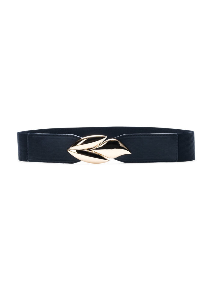 Ceinture élastique à la taille avec boucle dorée, Black w. Gold Buckle, Packshot image number 0