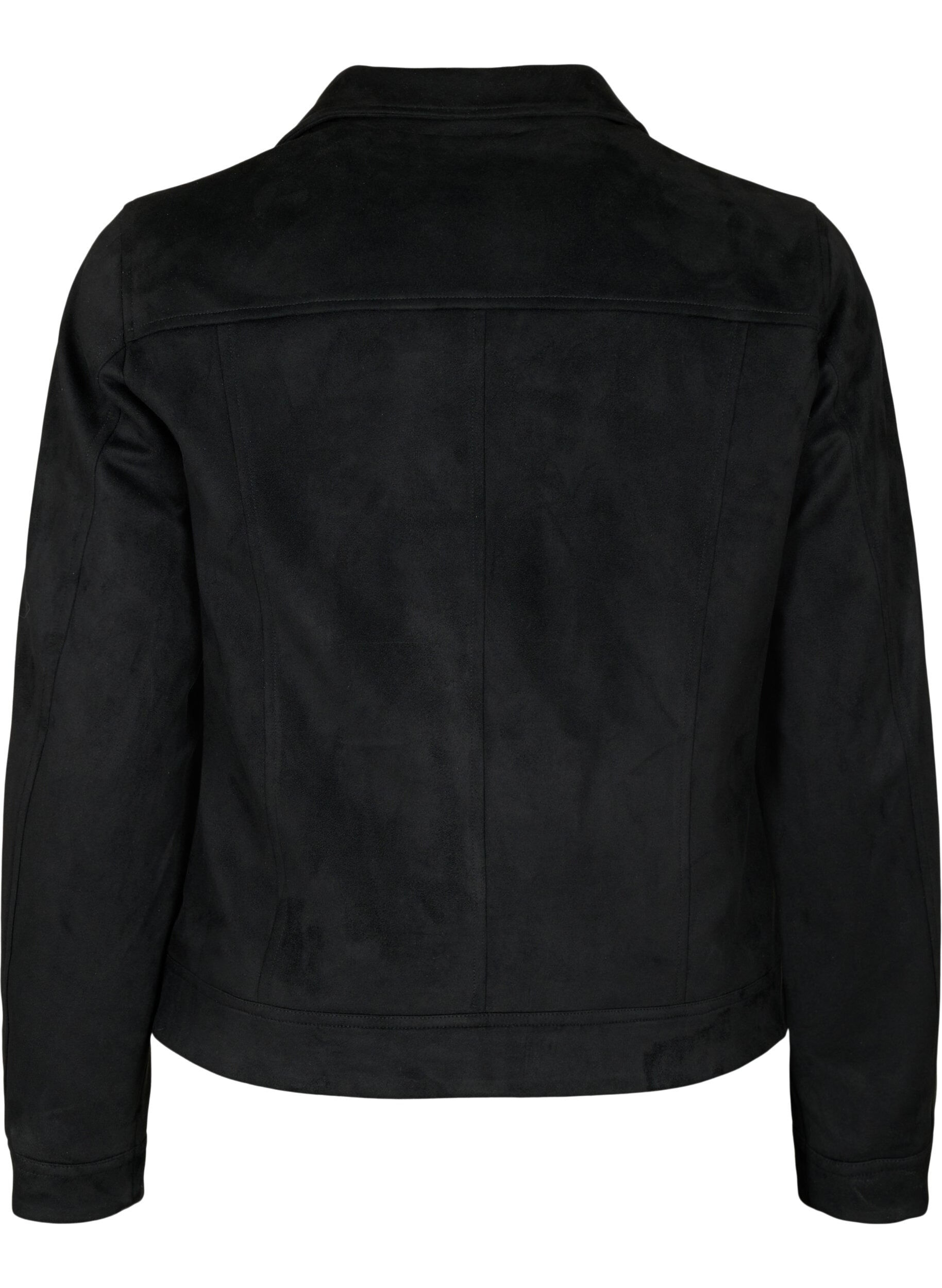 Zizzi Veste de motard en faux daim, Black, Packshot image number 1