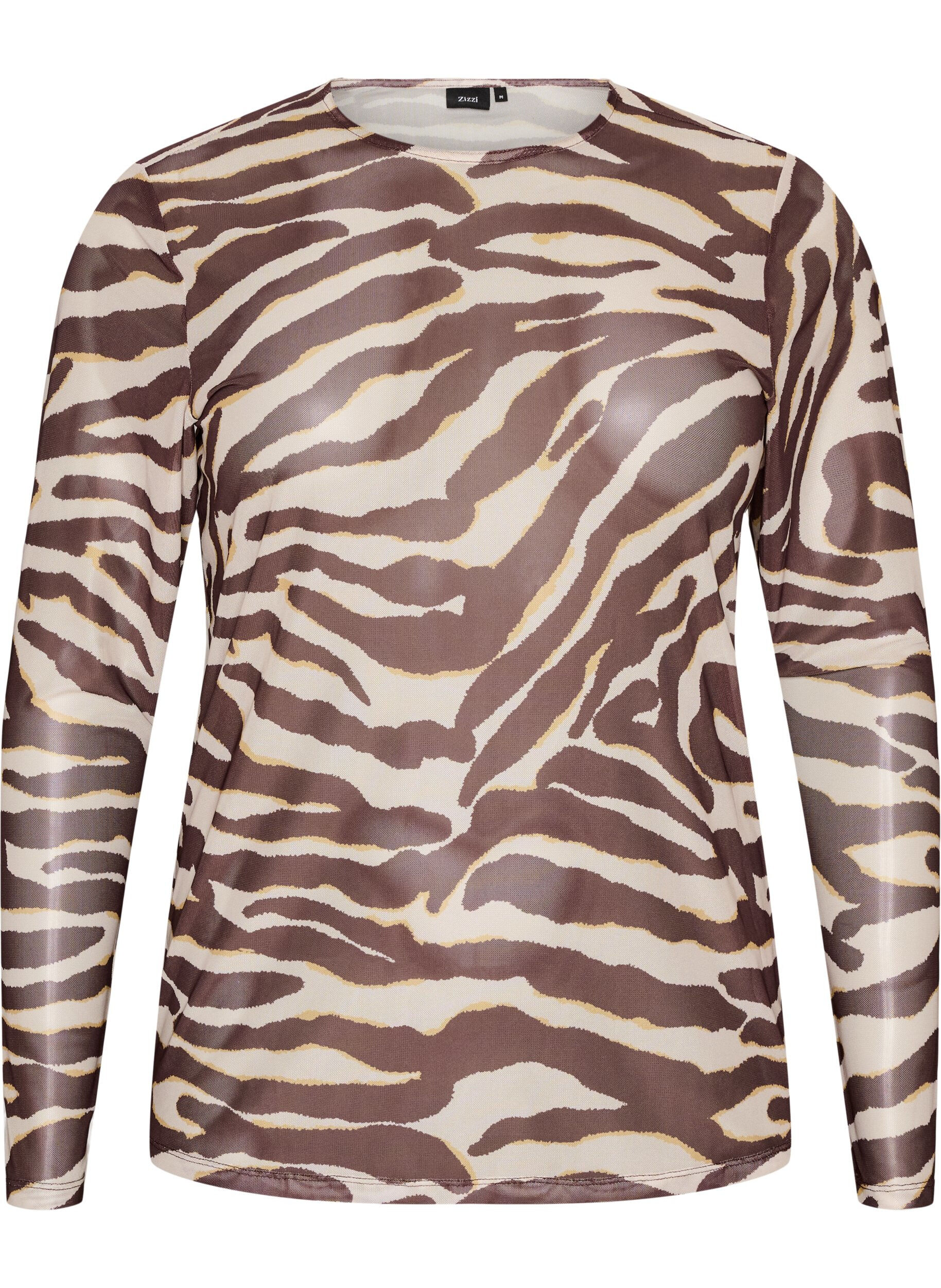 ZizziBlouse en maille avec imprim&eacute;, Marron, Packshot image number 0