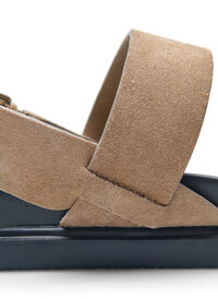 Sandale large en daim, Brown, Model