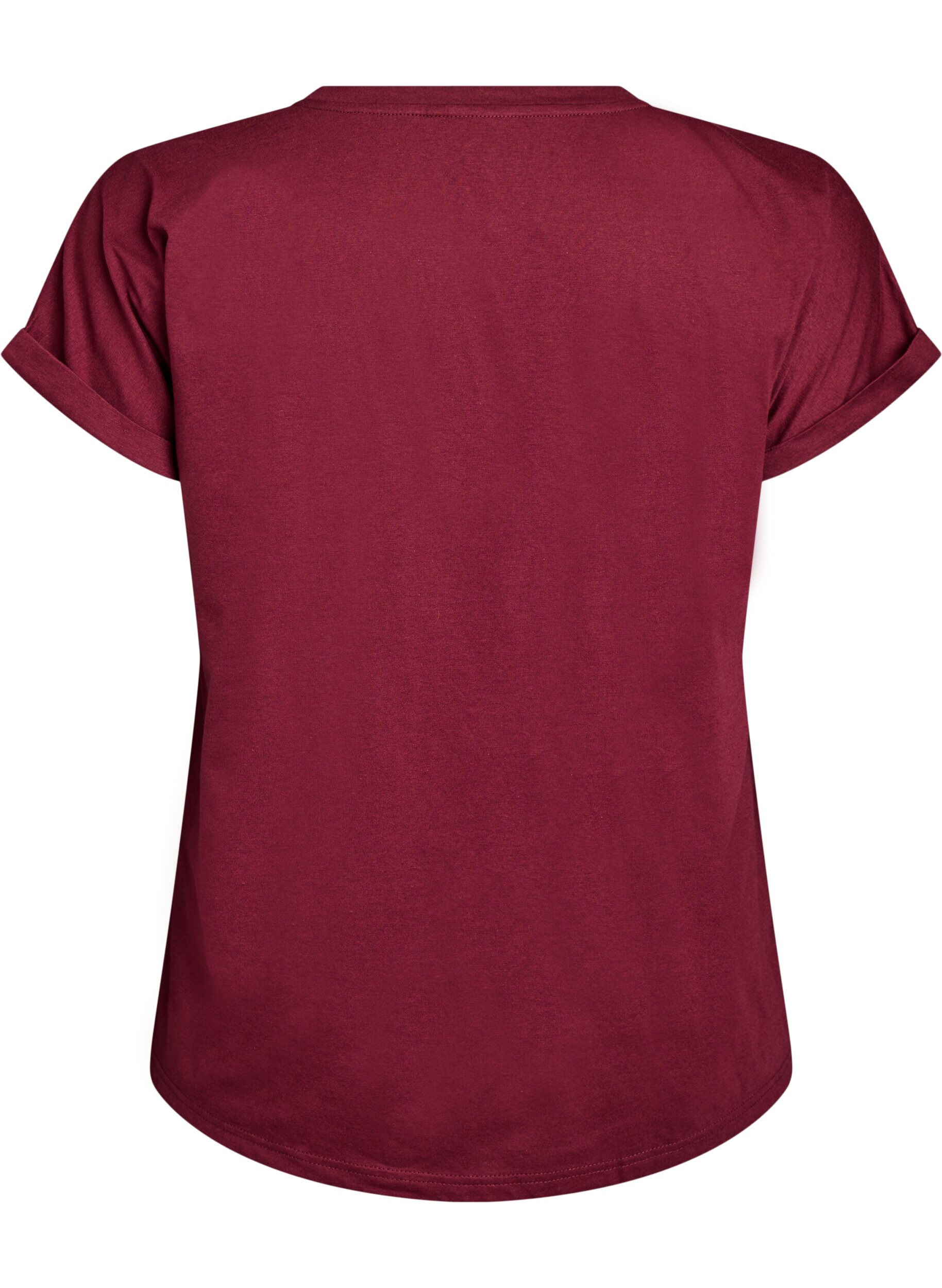 ZizziT-shirt &agrave; manches courtes en m&eacute;lange de coton, Bordeaux fonc&eacute;, Packshot image number 1