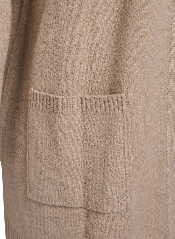 Cardigan en tricot côtelé avec poches, Beige, Packshot image number 3