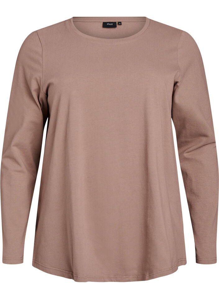 Blouse basique en jersey &agrave; manches longues, Marron, Packshot image number 0