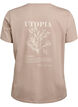 T-shirt avec imprim&eacute; de texte et col rond, Marron, Packshot image number 1