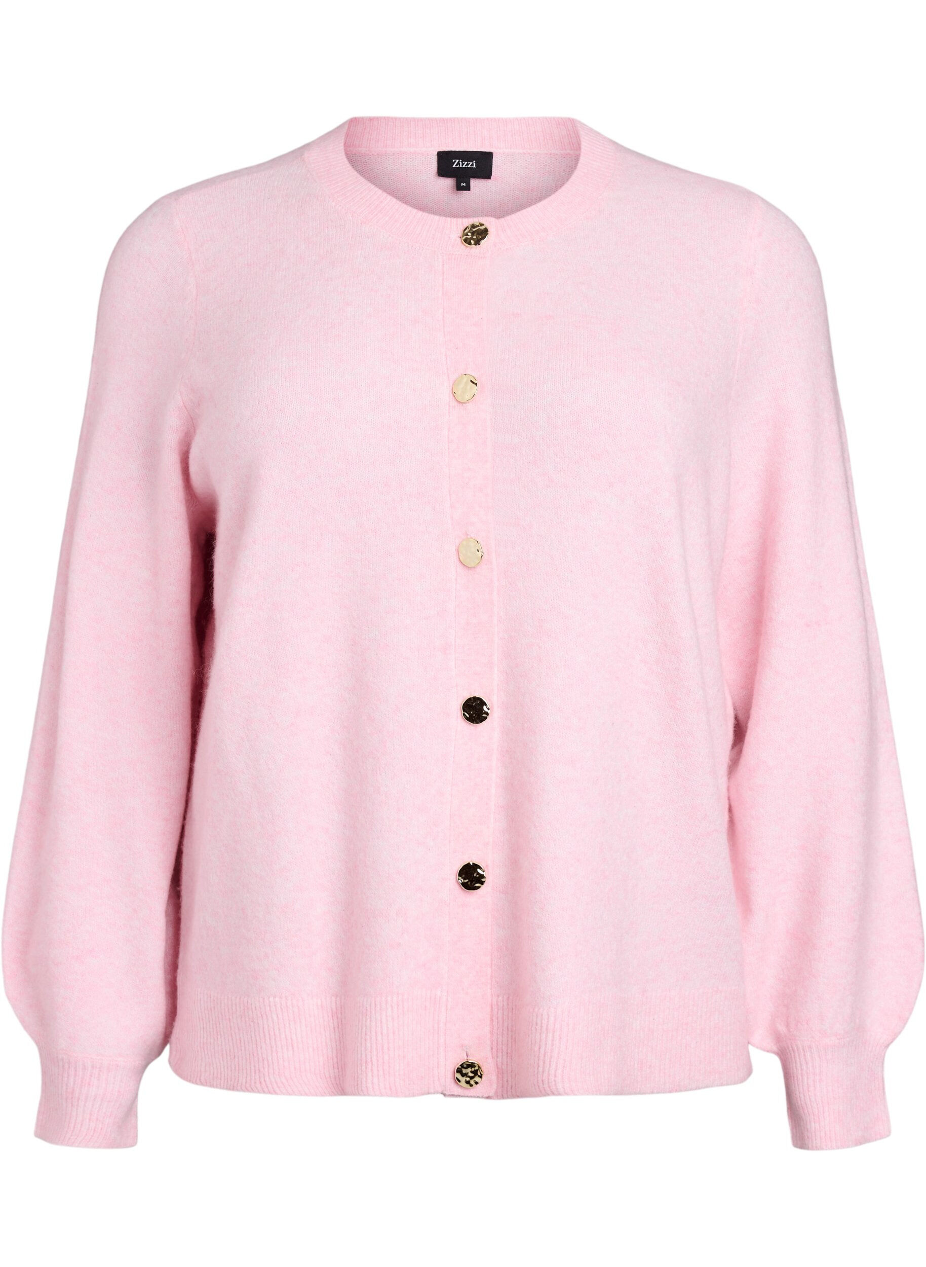 Zizzi Cardigan en maille douce avec boutons dor&eacute;s, Rose, Packshot image number 0