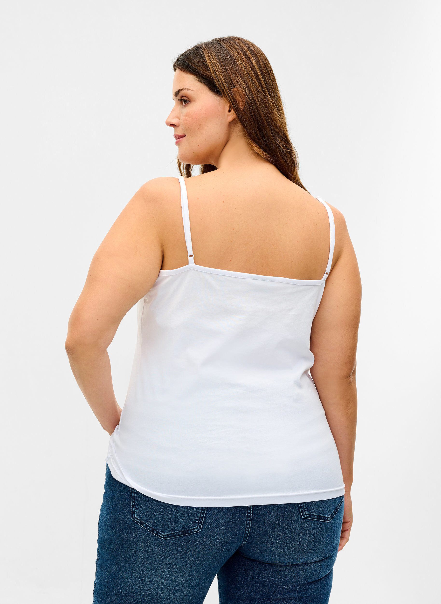 Zizzi Lot de 2 hauts basiques en coton, Navy B/B White, Model image number 2