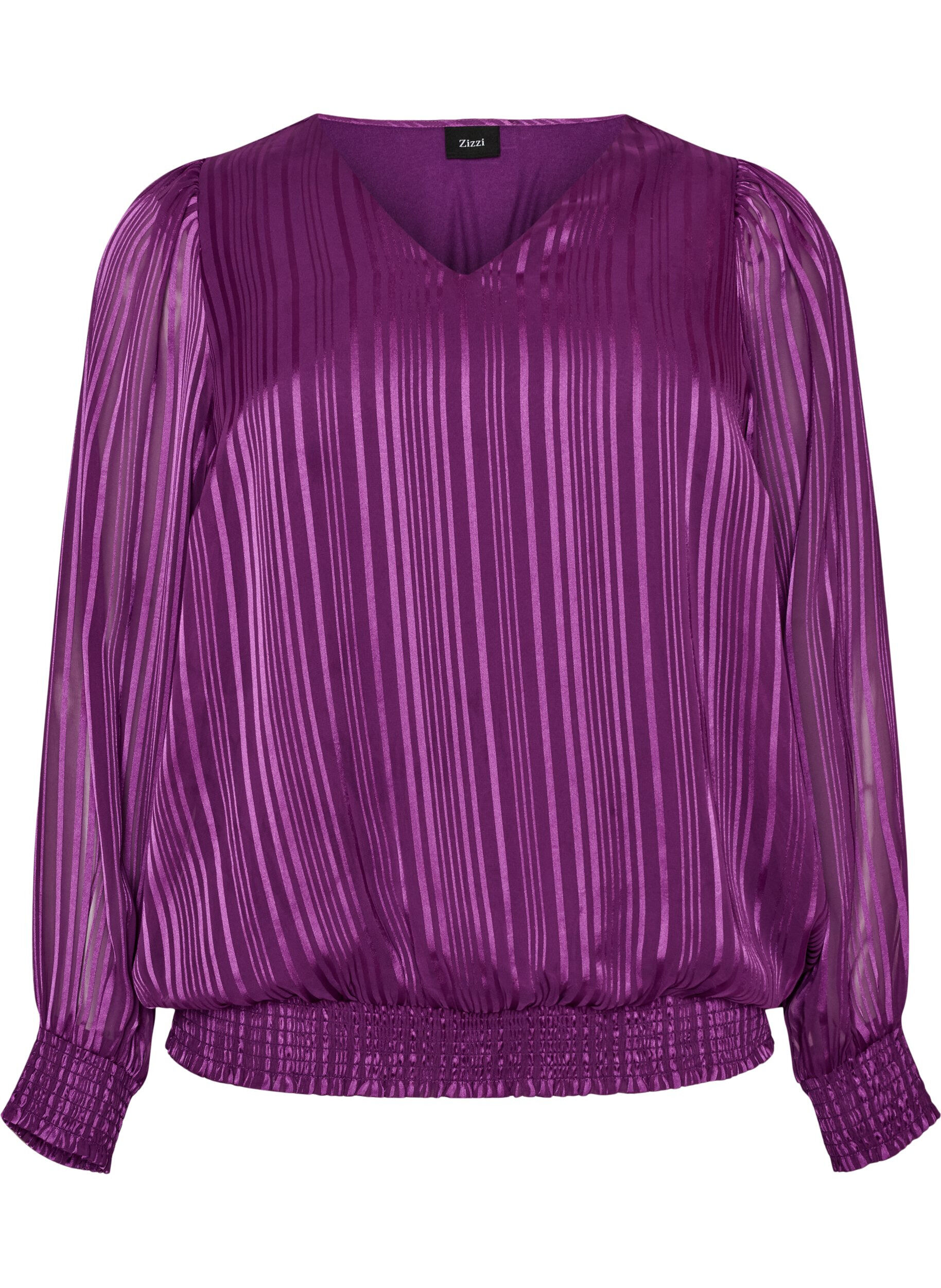 Blouse &agrave; rayures avec coupe ballon