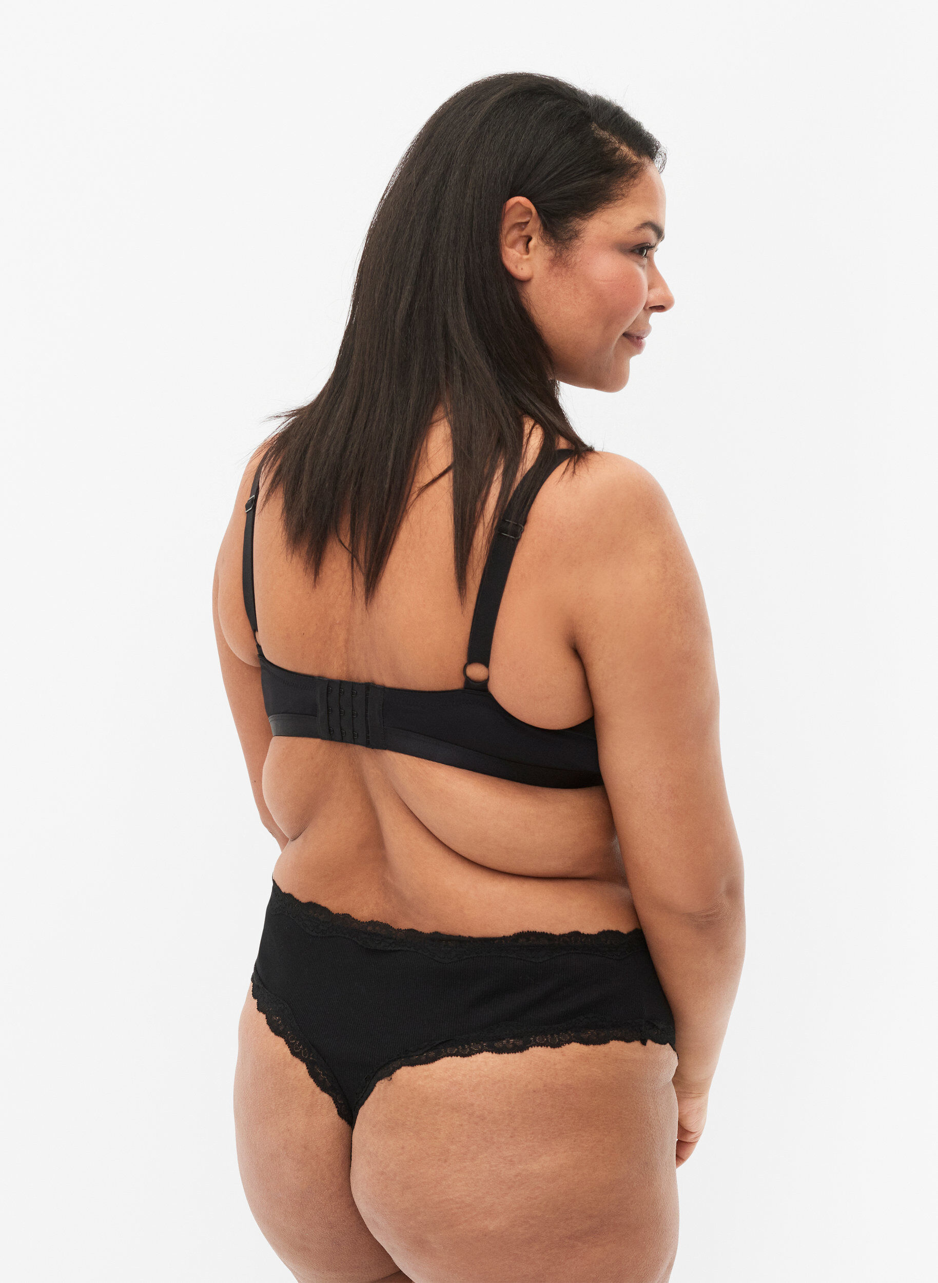 Zizzi String en coton, paquet de 3, Black, Model image number 1