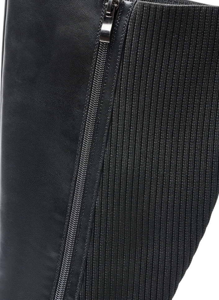 Botte haute avec zip et panneaux &eacute;lastiques, Noir, Packshot image number 4