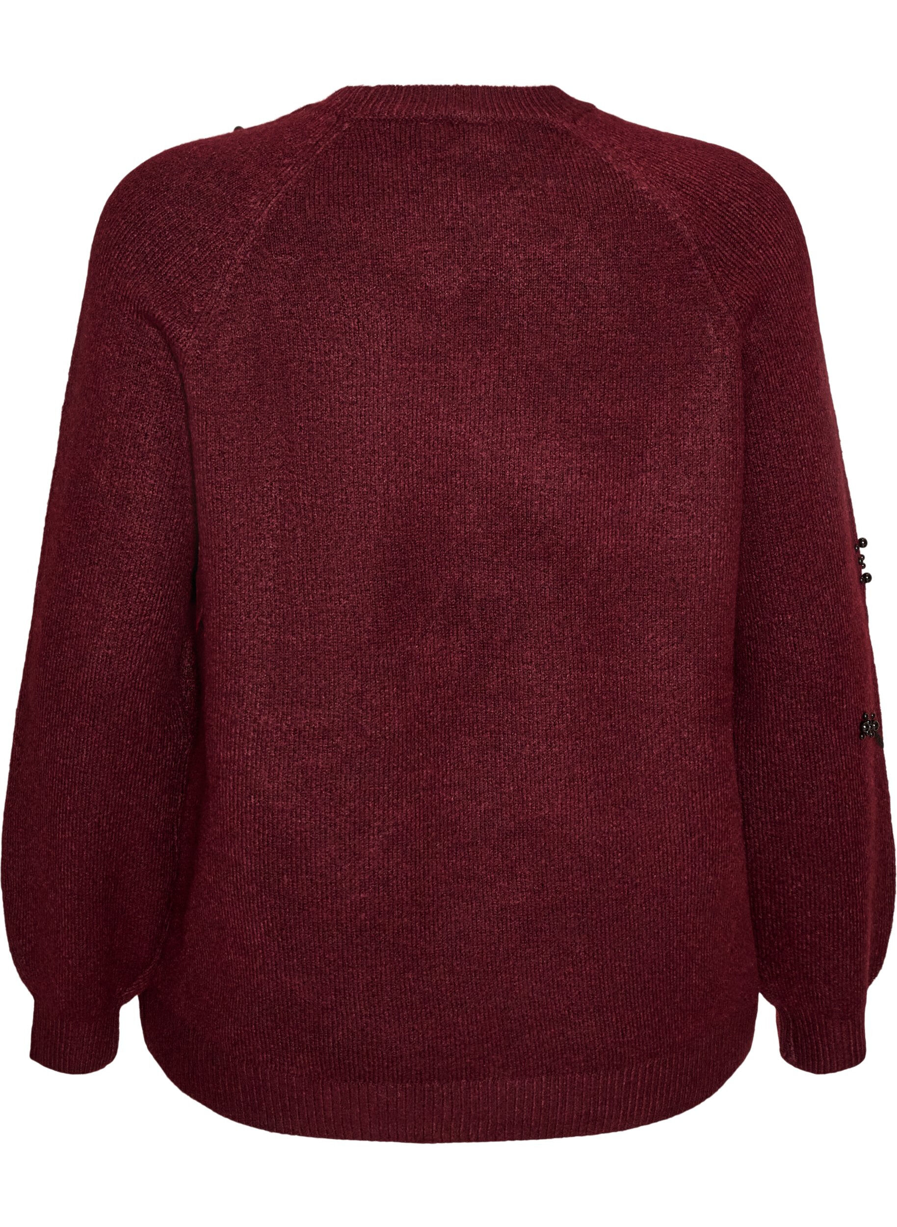 ZizziPull avec broderie de perles, Bordeaux, Packshot image number 1