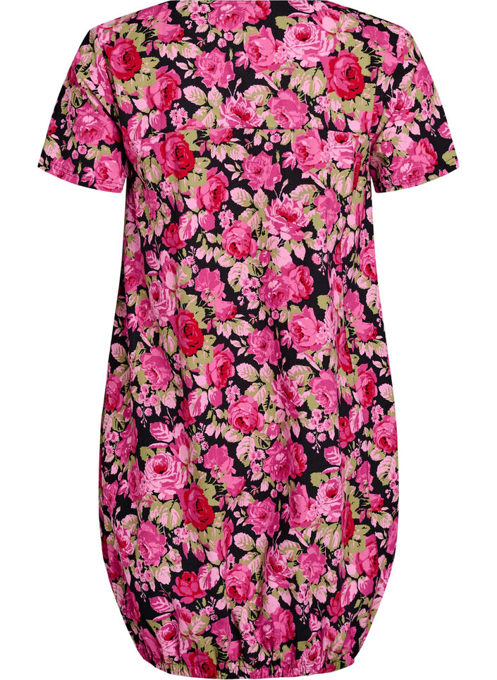 Robe en coton &agrave; manches courtes avec imprim&eacute;, Noir, Packshot image number 1