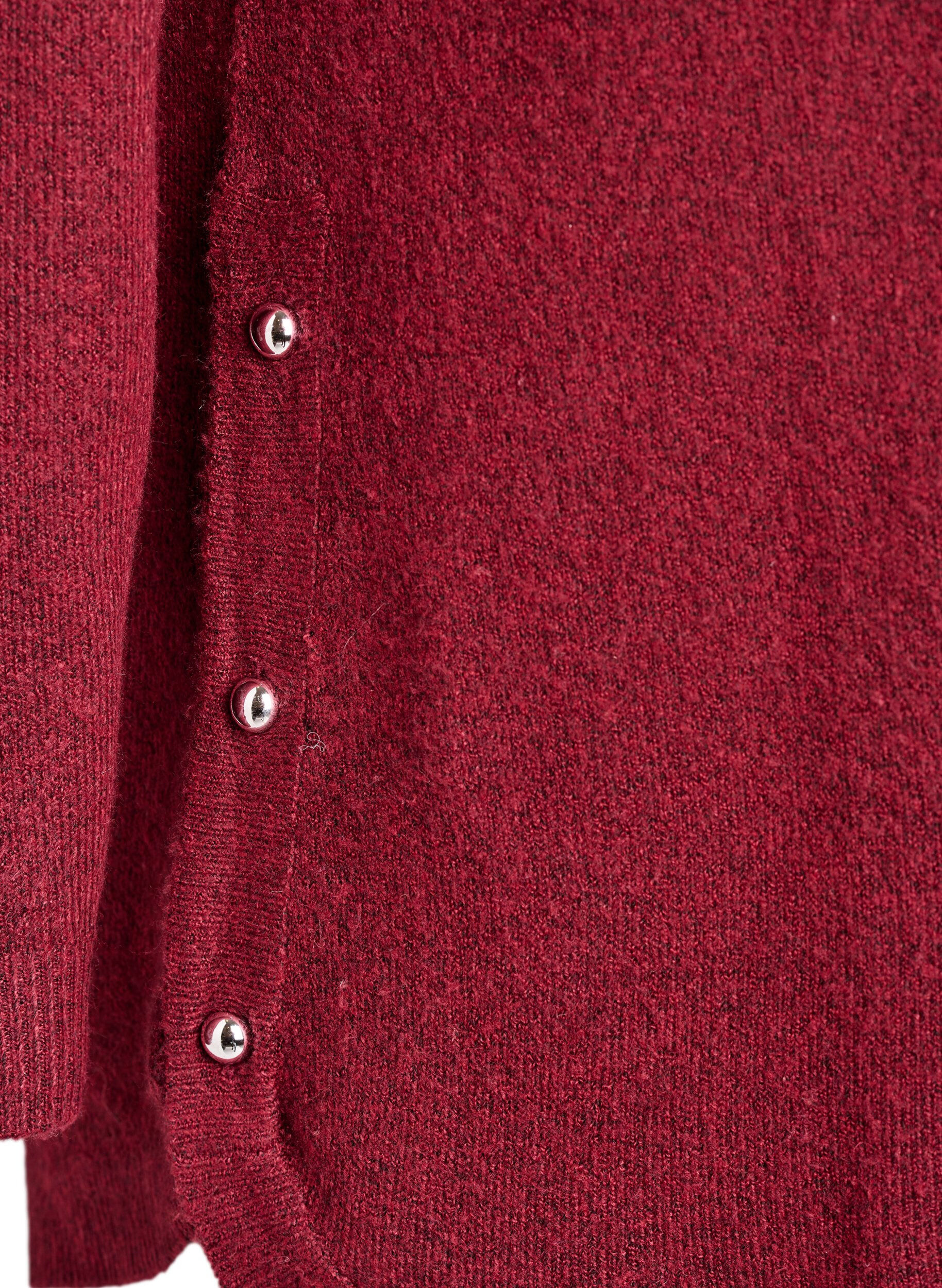 Zizzi Blouse longue en maille avec boutons boule, Bordeaux fonc&eacute;, Packshot image number 3