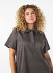 Robe courte &agrave; carreaux avec un col de chemise, Marron, Model image number 3