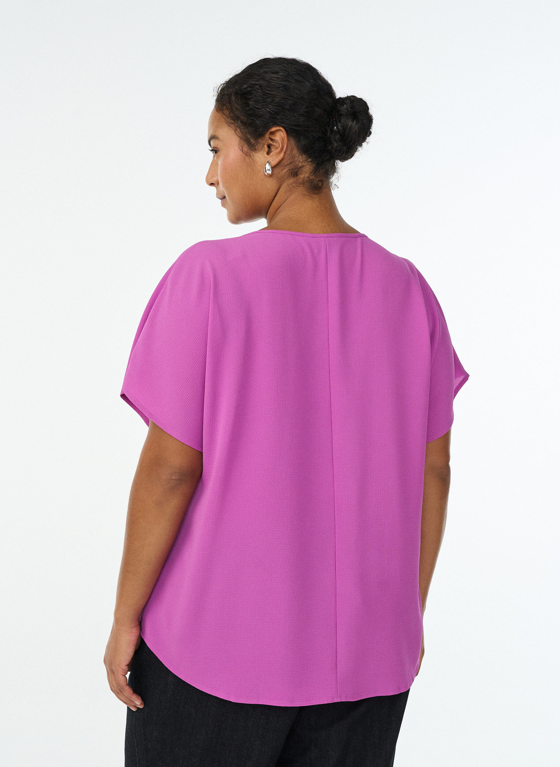ZizziBlouse &agrave; manches courtes et encolure ronde, Violet, Model image number 2