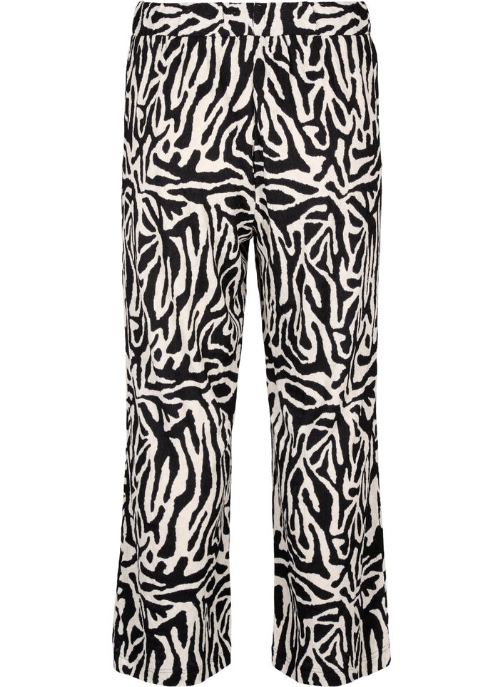 Pantalon imprimé motif zèbre, Noir, Packshot image number 1