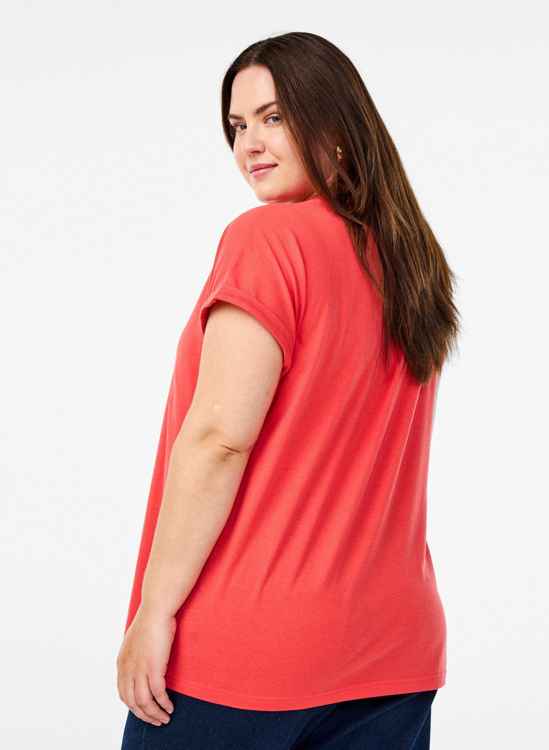 ZizziT-shirt &agrave; manches courtes en m&eacute;lange de coton, Rouge, Model image number 2