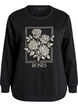 Sweatshirt avec imprim&eacute; roses et strass, Noir, Packshot image number 0